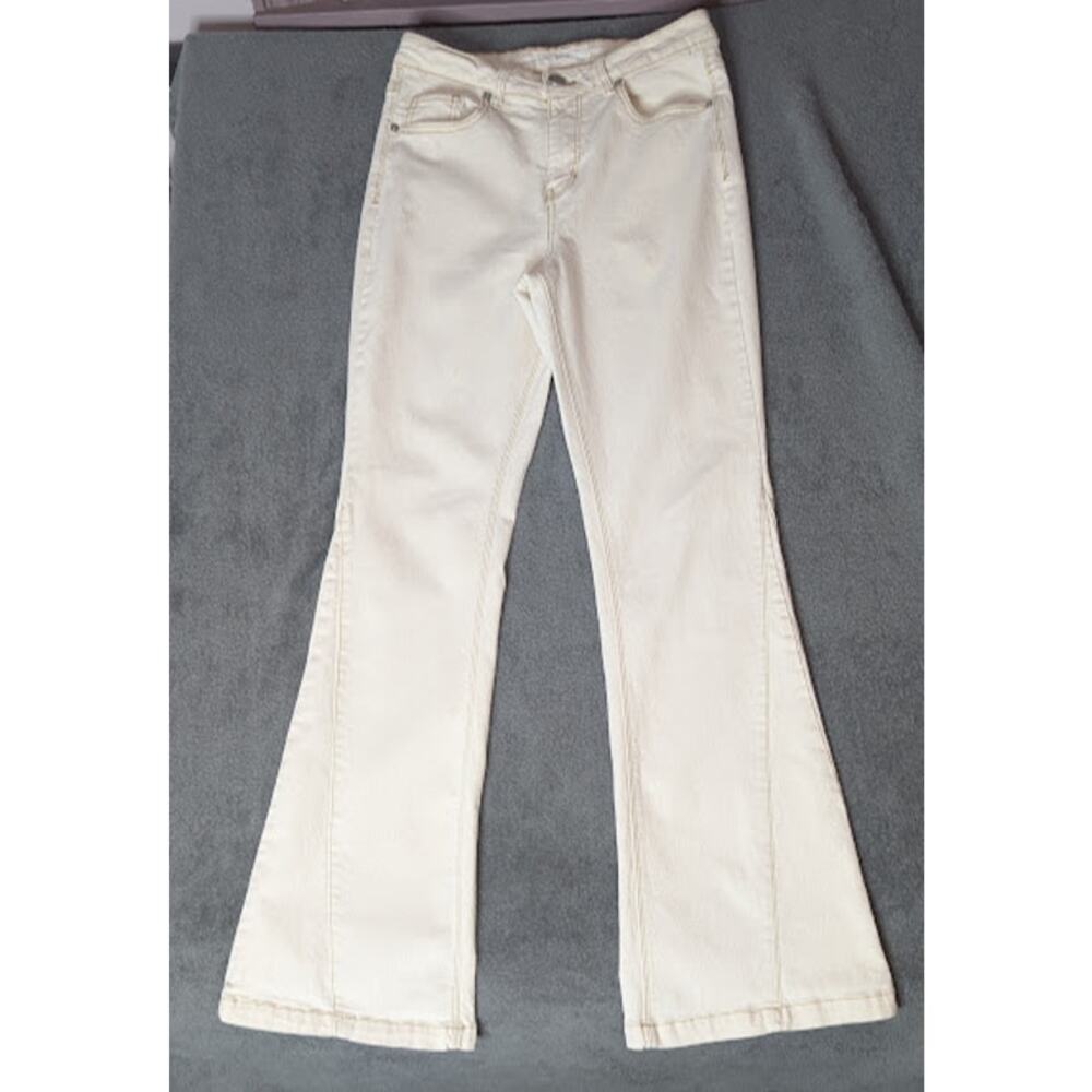 BANJARA womens/Junior cream flare jeans size 7/27 High rise waist hippie BOHO